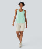 Débardeur yoga dos nu col U avec bretelles croisées, ourlet arrondi et effet frais InstantCool, protection solaire UPF50+