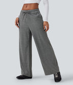Pantalon baggy côtelé taille basse avec cordon de serrage et poches