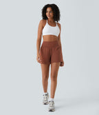 Short yoga 2-en-1 SoftlyZero™ Airy effet frais InstantCool taille très haute 12,5 cm avec poches, longueur allongée