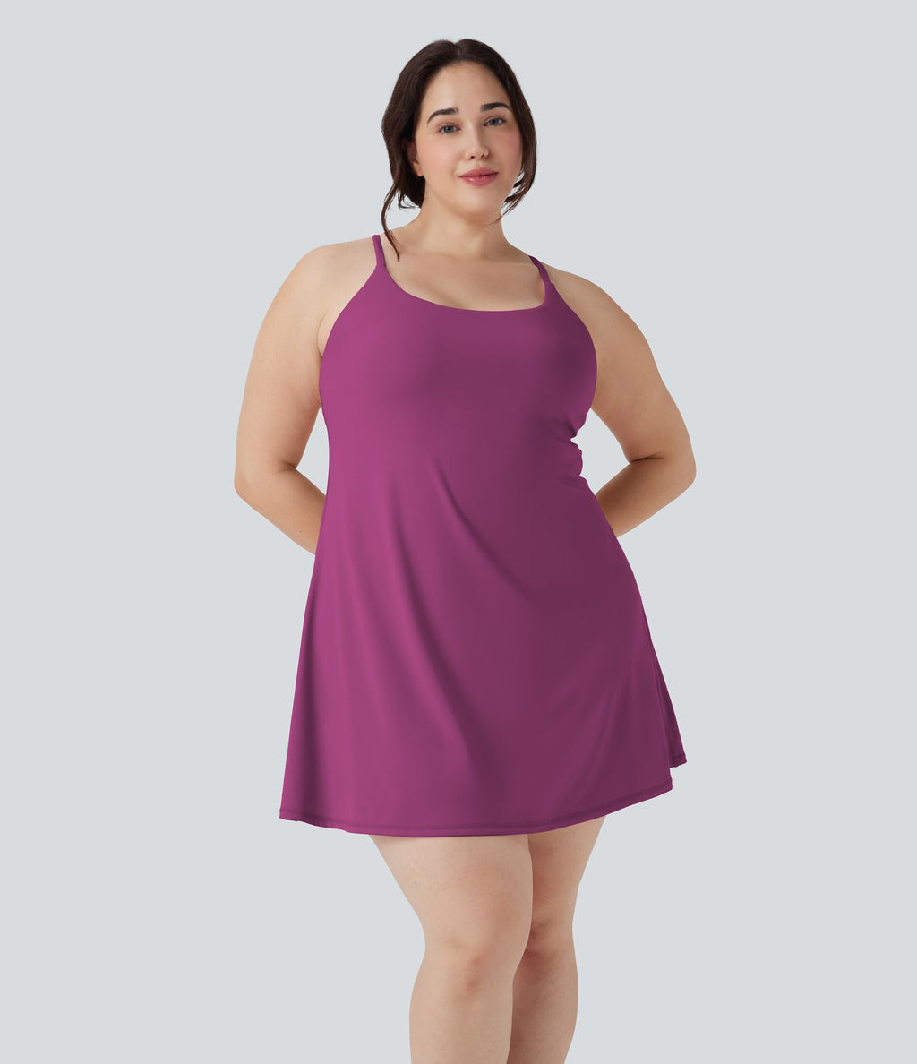 Robe de sport grande taille dos nu Softlyzero™ Plush - longueur rallongée - Easy Peasy Edition