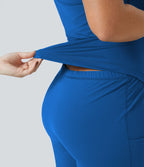 Robe longue de danse évasée à dos ouvert avec torsade grandes tailles et short intégré - Édition Easy Peasy