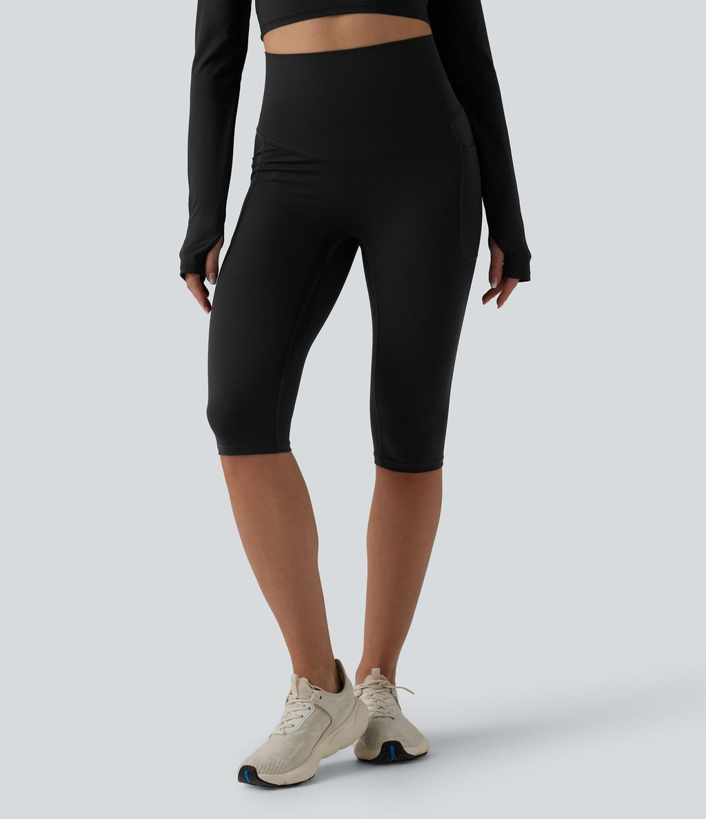 Halara Ultrasculpt™ Legging de running corsaire gainant taille haute dos croisé avec poches
