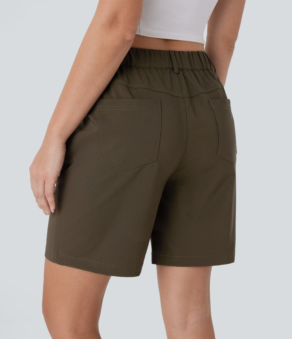 Short de randonnée déperlant taille moyenne 17,5 cm avec boutons, zip et poches multiples