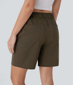 Short de randonnée déperlant taille moyenne 17,5 cm avec boutons, zip et poches multiples