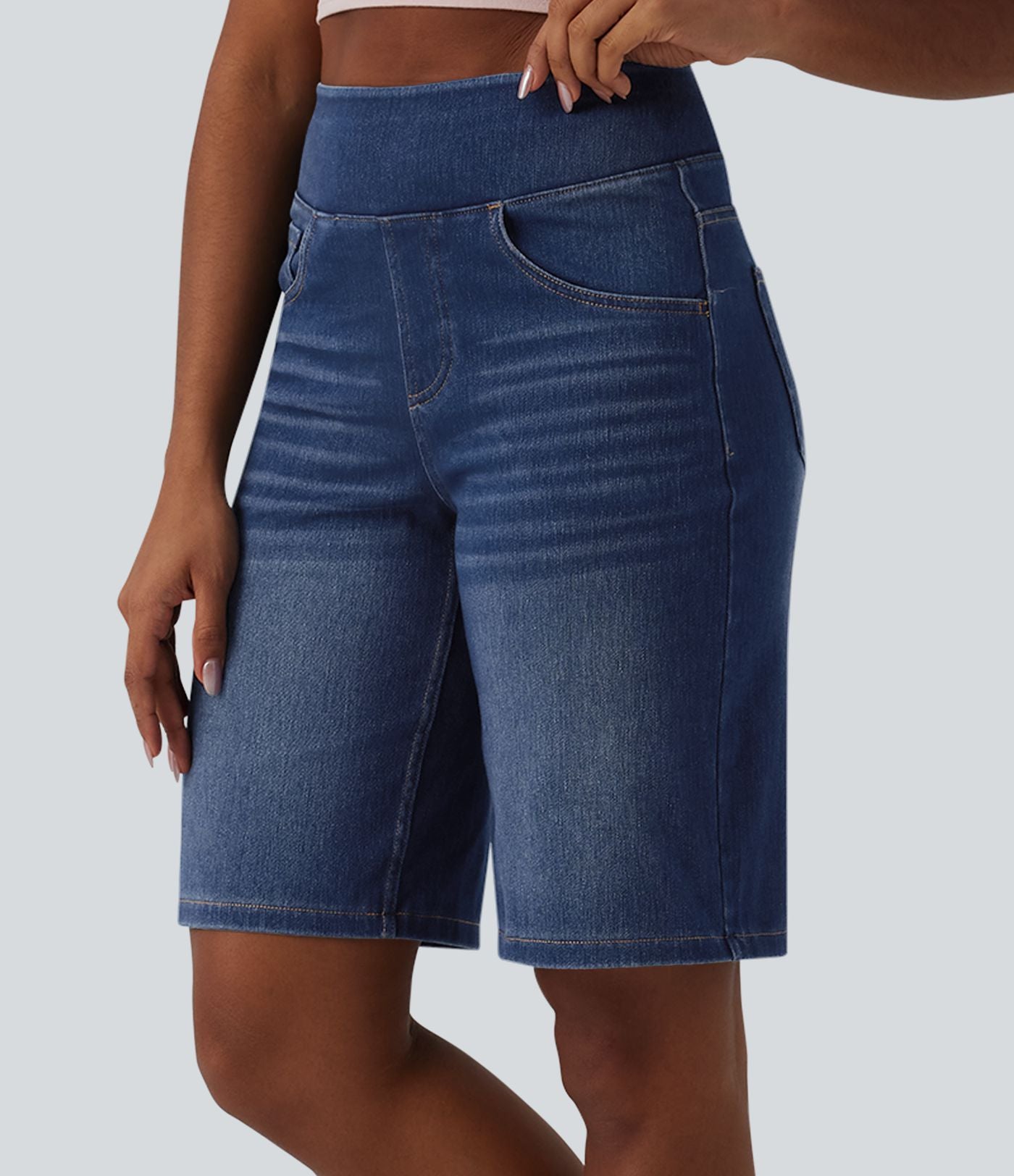 Halara Flex™ Bermuda casual en jean taille haute avec poches