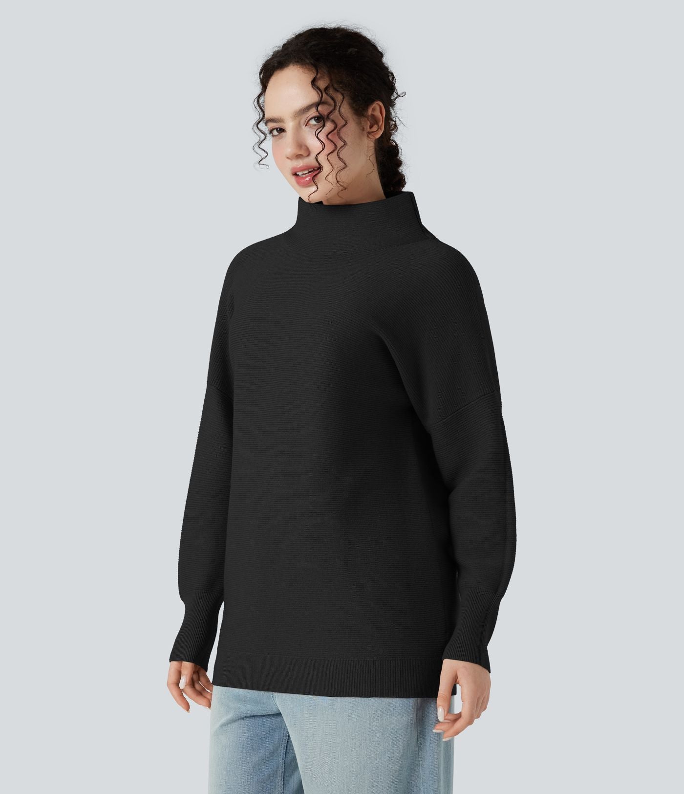Pull casual col cheminée manches longues