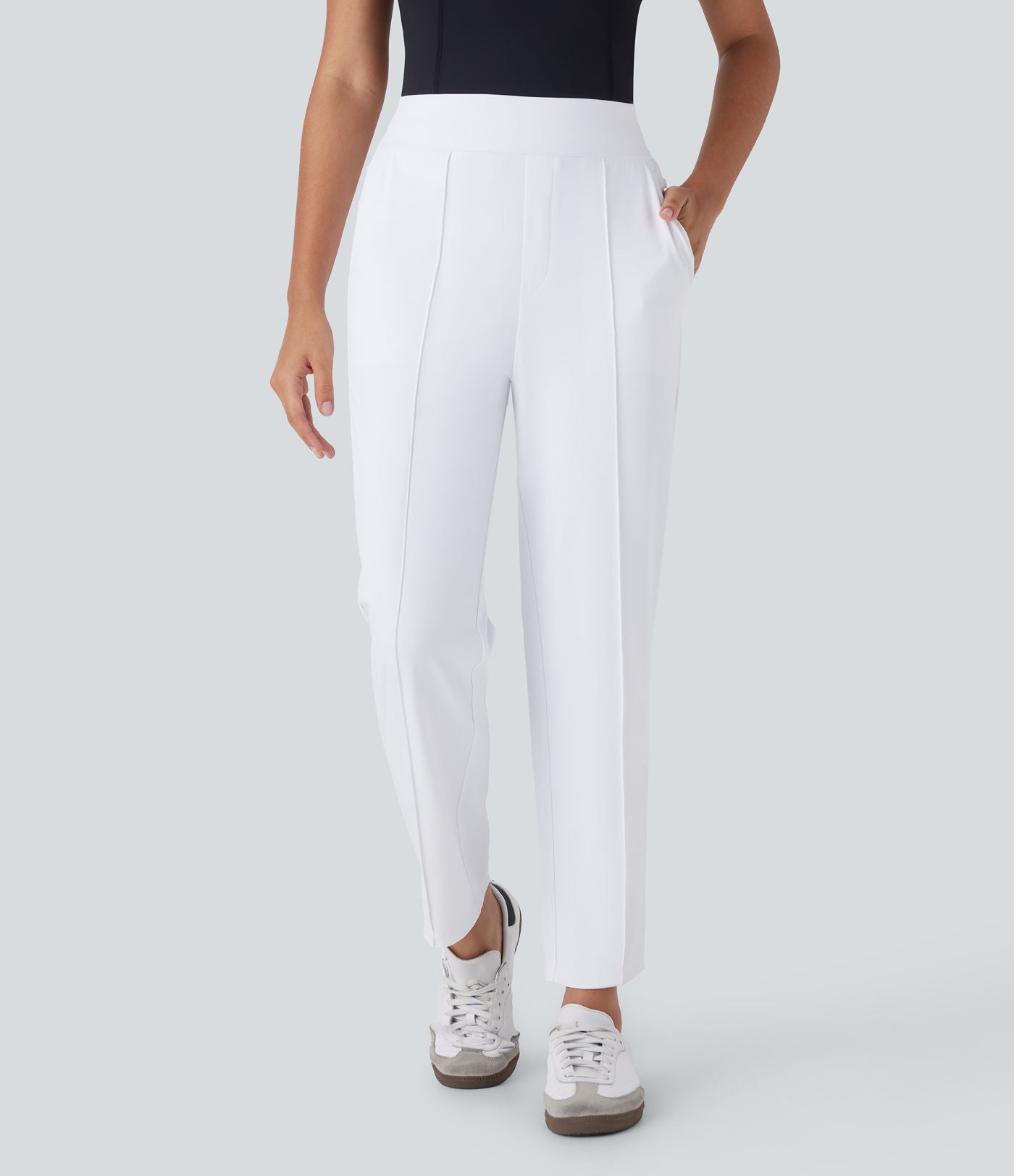 Pantalon de golf fuselé, taille mi-haute, séchage rapide, avec poches et poche tee, UPF40+