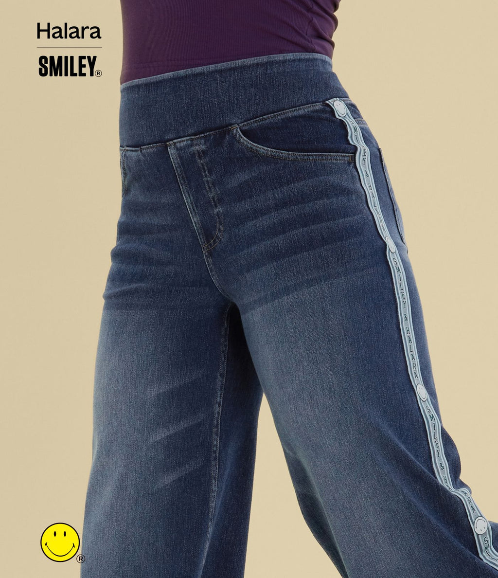 Jean large casual délavé Halara X Smiley® Halara Flex™ taille haute avec poches