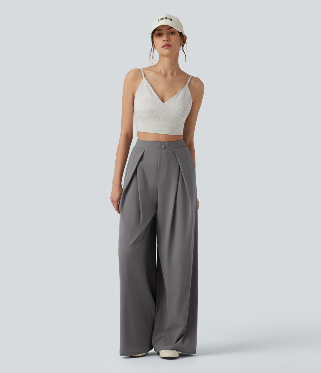 Pantalon large séchage rapide effet frais InstantCool taille haute avec poches, protection solaire UPF40+