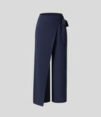 Pantalon Tailleur Large Fluide Taille Haute Fermeture Éclair Invisible