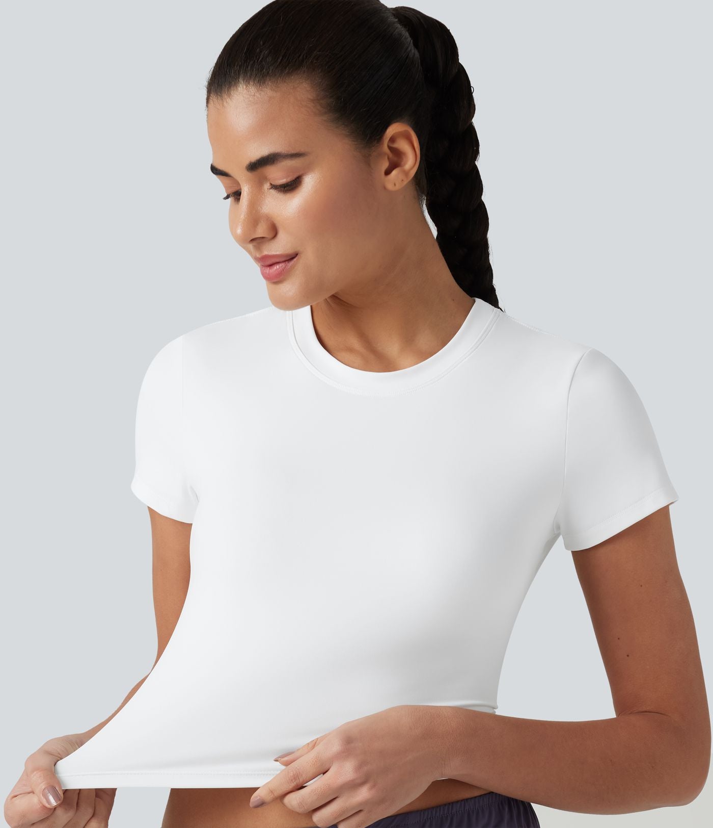 Haut SoftlyZero™ de sport d'entraînement col rond manches courtes avec découpe dos croisé effet frais InstantCool