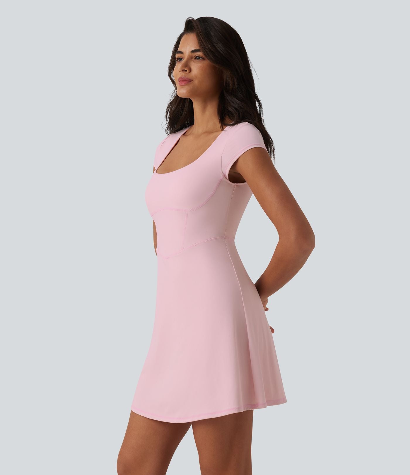 Robe décontractée mini 2-en-1 Softlyzero™ Plush à col carré style corset avec poche