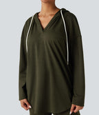 Sweat-shirt à capuche thermique oversize chiné séchage rapide ourlet arrondi - UPF40+