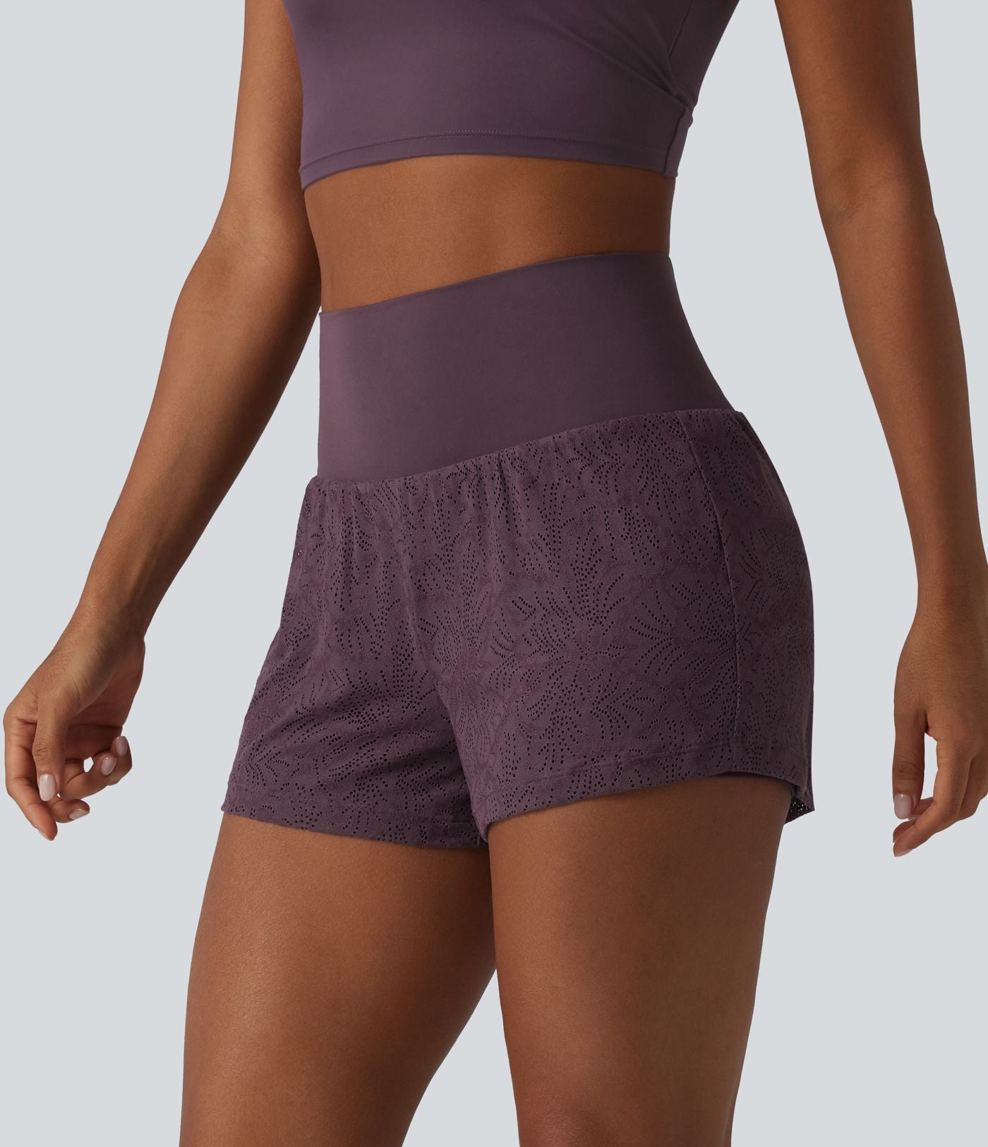SoftlyZero™ Short de sport 2 en 1 taille haute en dentelle 7,5 cm avec poches
