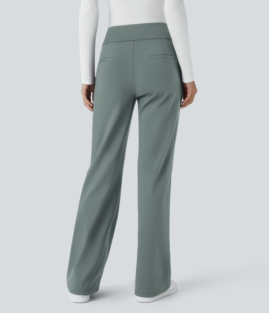 Pantalon tailleur évasé taille mi-haute Halara Flex™ DayStretch avec zip latéral et poches