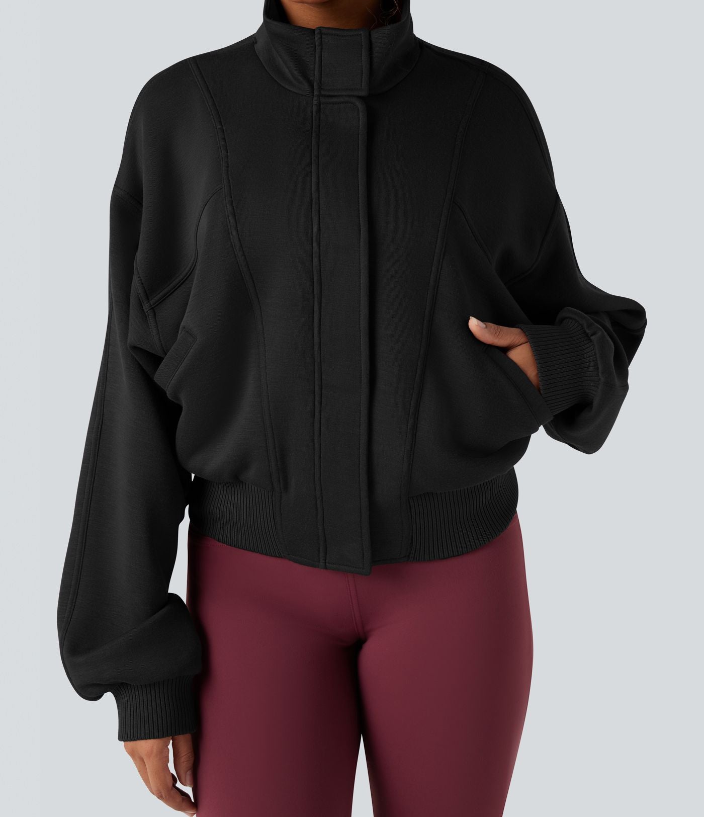 Veste de sport SpacerTek™ col montant, manches chauve-souris et détails contrastants, avec poches