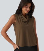 Blouse de travail sans manches à col drapé