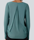 Top de sport yoga SoftlyZero™ Airy mesh contrastant à découpes manches longues avec trous pouces - UPF50+
