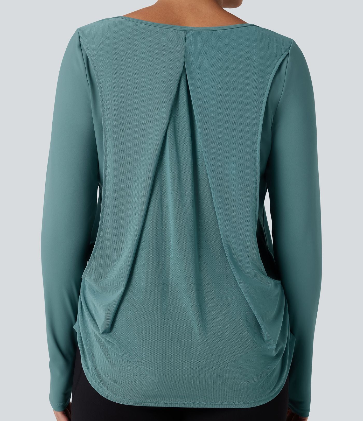 Top de sport yoga SoftlyZero™ Airy mesh contrastant à découpes manches longues avec trous pouces - UPF50+