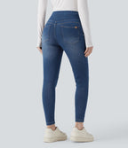 Legging skinny 7/8 en denim Halara Flex™ taille haute gainant avec poches