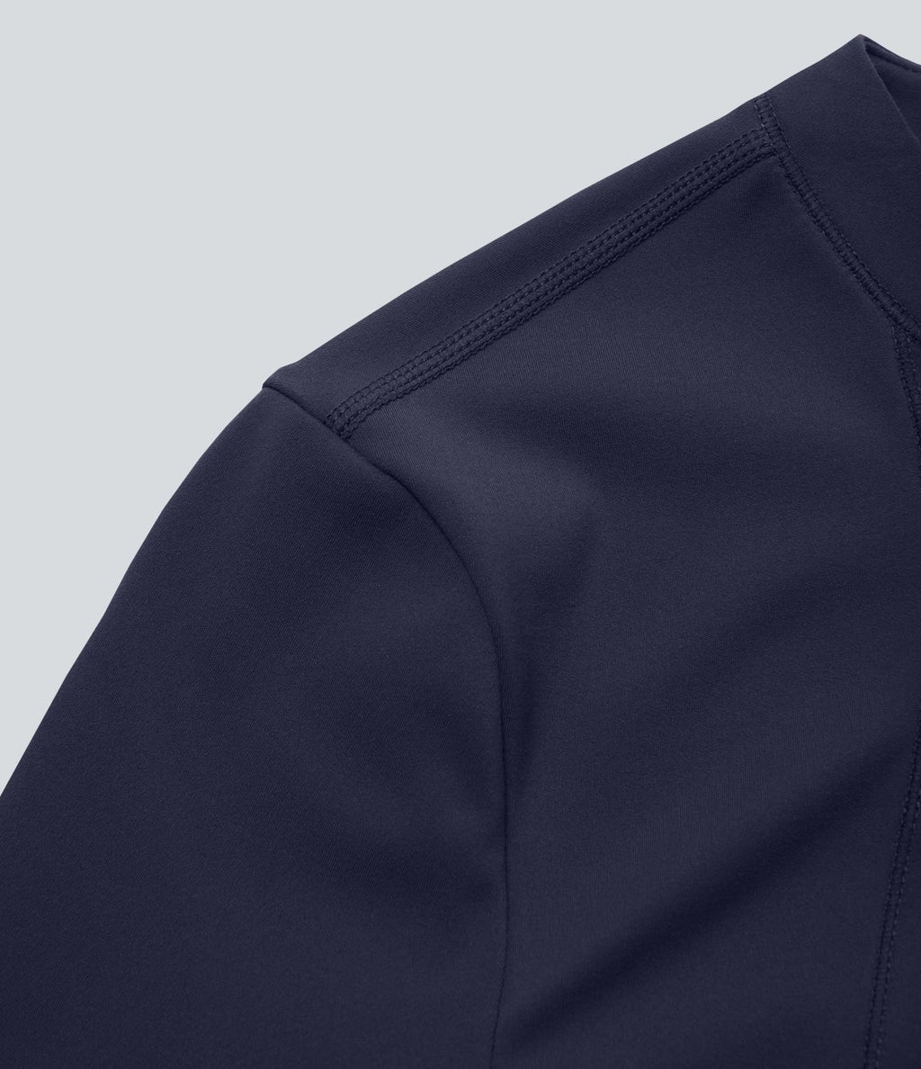 Softlyzero™ Plush Top Sport de Golf Court à Manches Longues avec Trou pour Pouce et Demi-Zip