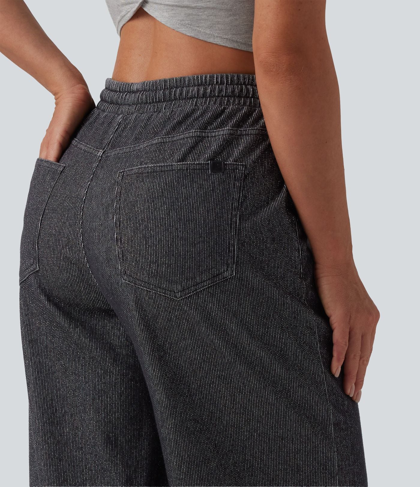 Jogging taille basse Halara Flex™ jambes larges, effet sparkle, avec poches