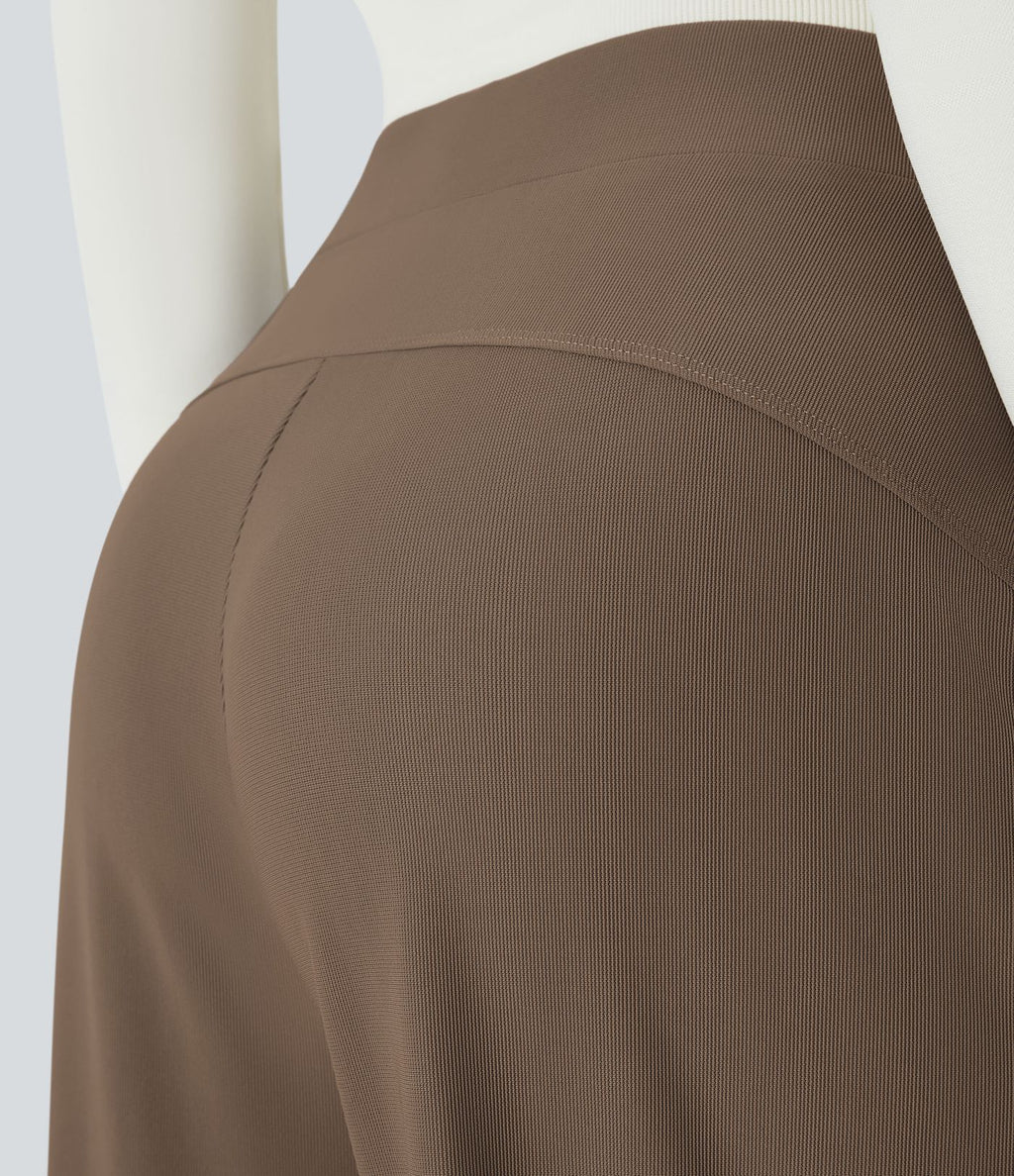 Halara Flex™ Pantalon Tailleur Évasé à Taille Haute Sculptant la Silhouette avec Poches Latérales Micro Waffle