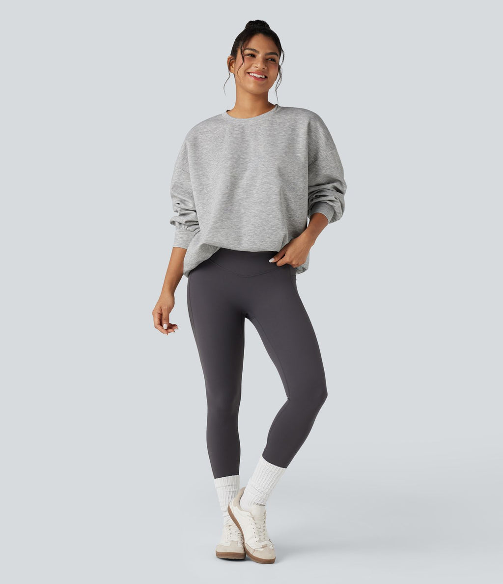 Sweat-shirt col rond manches longues coupe décontractée avec poches