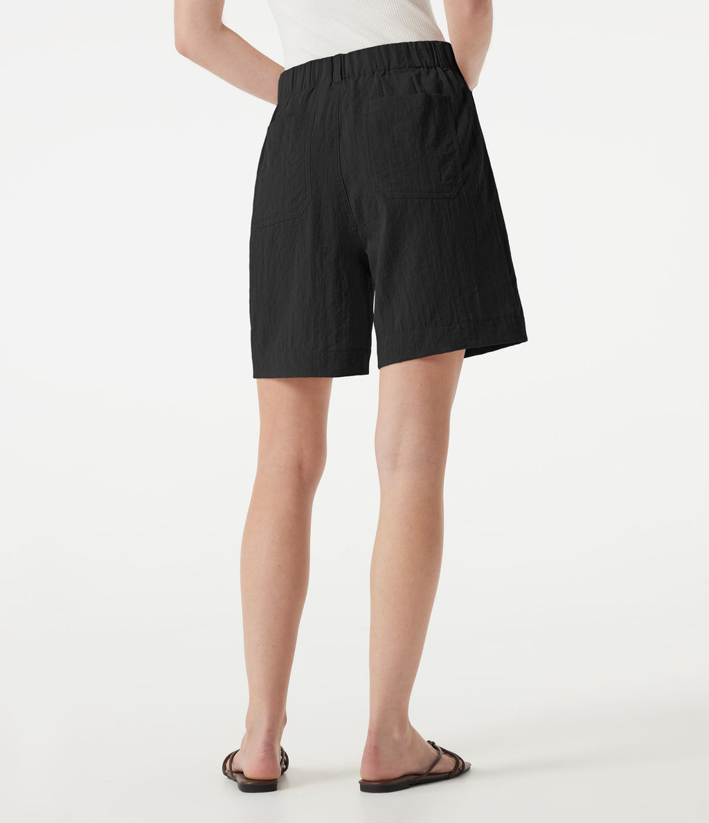 Short casual taille haute toucher lin 17,5 cm avec poches