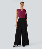 Blouse sans manches col V pour le bureau