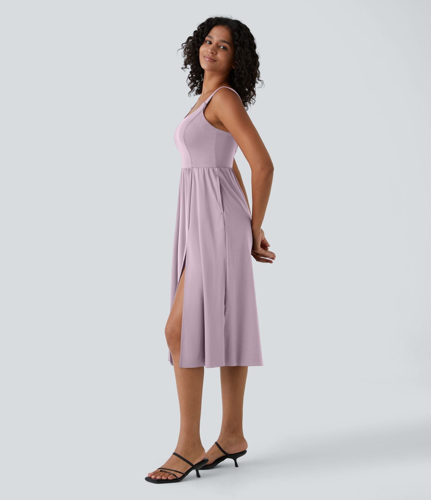 Robe décontractée mi-longue rembourrée A-D