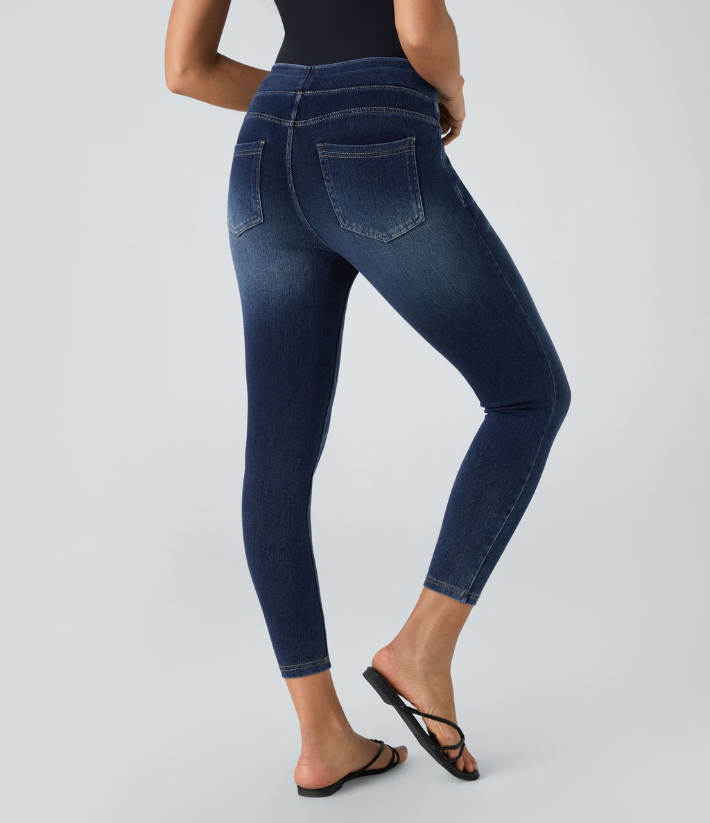 Leggings 7/8 décontractés en denim taille haute avec poches Halara Flex™