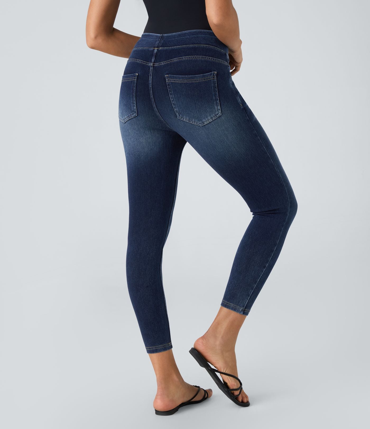 Leggings 7/8 décontractés en denim taille haute avec poches Halara Flex™
