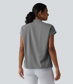 Blouse esprit bureau ample défroissage facile, col V et manches chauve-souris