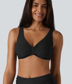 Haut de bikini brillant à col en V, bonnets E-G