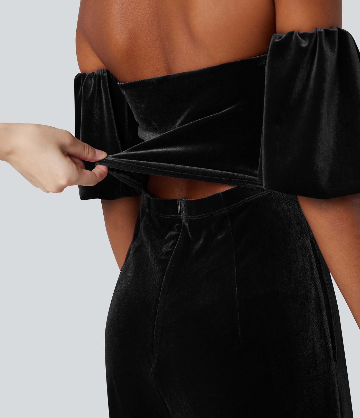 Combinaison velours bustier fendue manches bouffantes - Easy Peasy