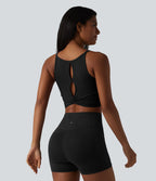 Débardeur de yoga SoftlyZero™ en peluche douce, dos torsadé découpé, col en U et soutien-gorge intégré