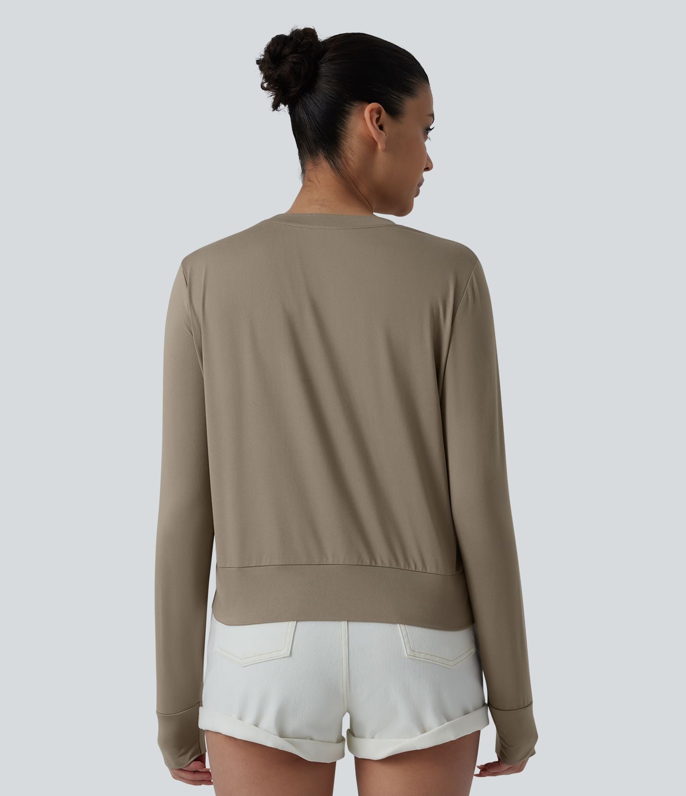 T-shirt casual col rond manches longues coupe ample