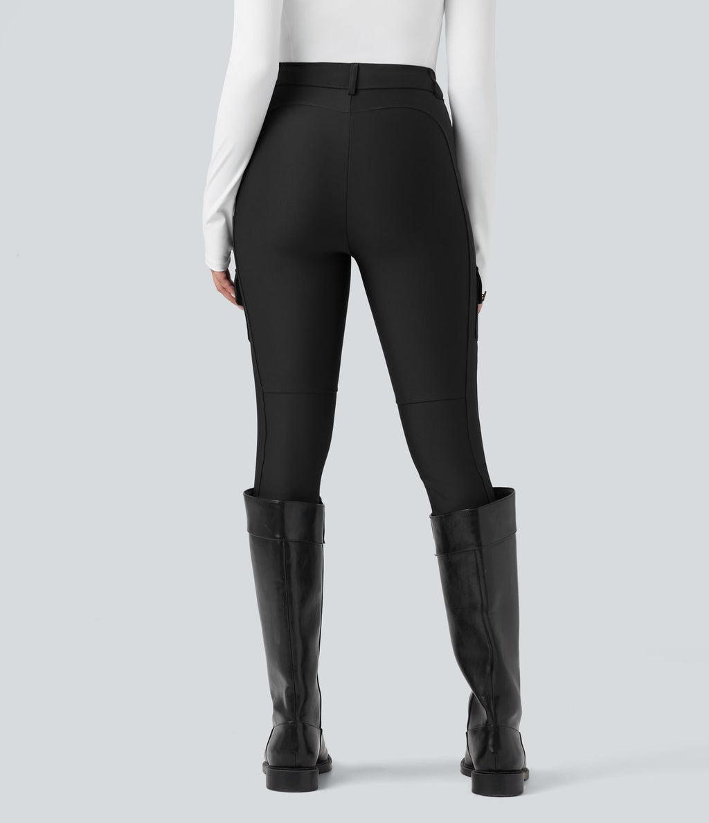 Legging 7/8 brillant taille haute avec poches
