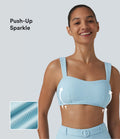 Haut de bikini push-up à encolure carrée rayé et pailleté