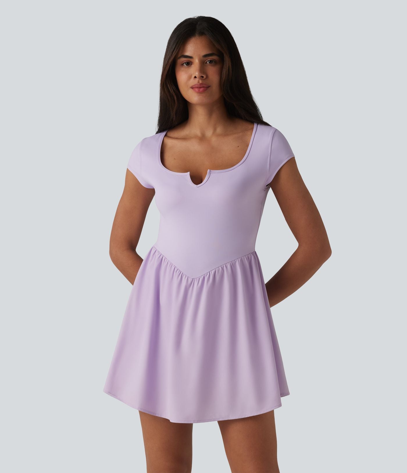 Robe de tennis courte 2 en 1 à manches courtes crantées avec poche - Édition Easy Peezy