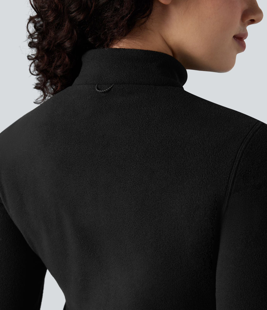 Veste randonnée col cheminée manches longues avec trous pour pouces et poches