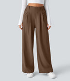 Pantalon Tailleur Large Fluide Halara Flex™ Gaufré Taille Haute Poches Latérales