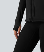 Veste polaire PuffFlex 3-en-1 à col montant et manches longues avec passe-pouces et gilet matelassé avec poches