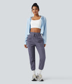 Jogging de danse fuselé froncé séchage rapide effet frais InstantCool taille haute avec cordon de serrage et poches, protection solaire UPF40+