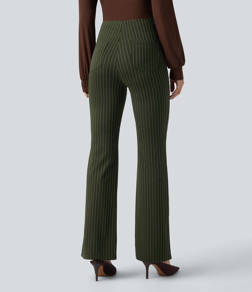 Halara Flex™ Pantalon tailleur évasé à rayures taille haute avec poches