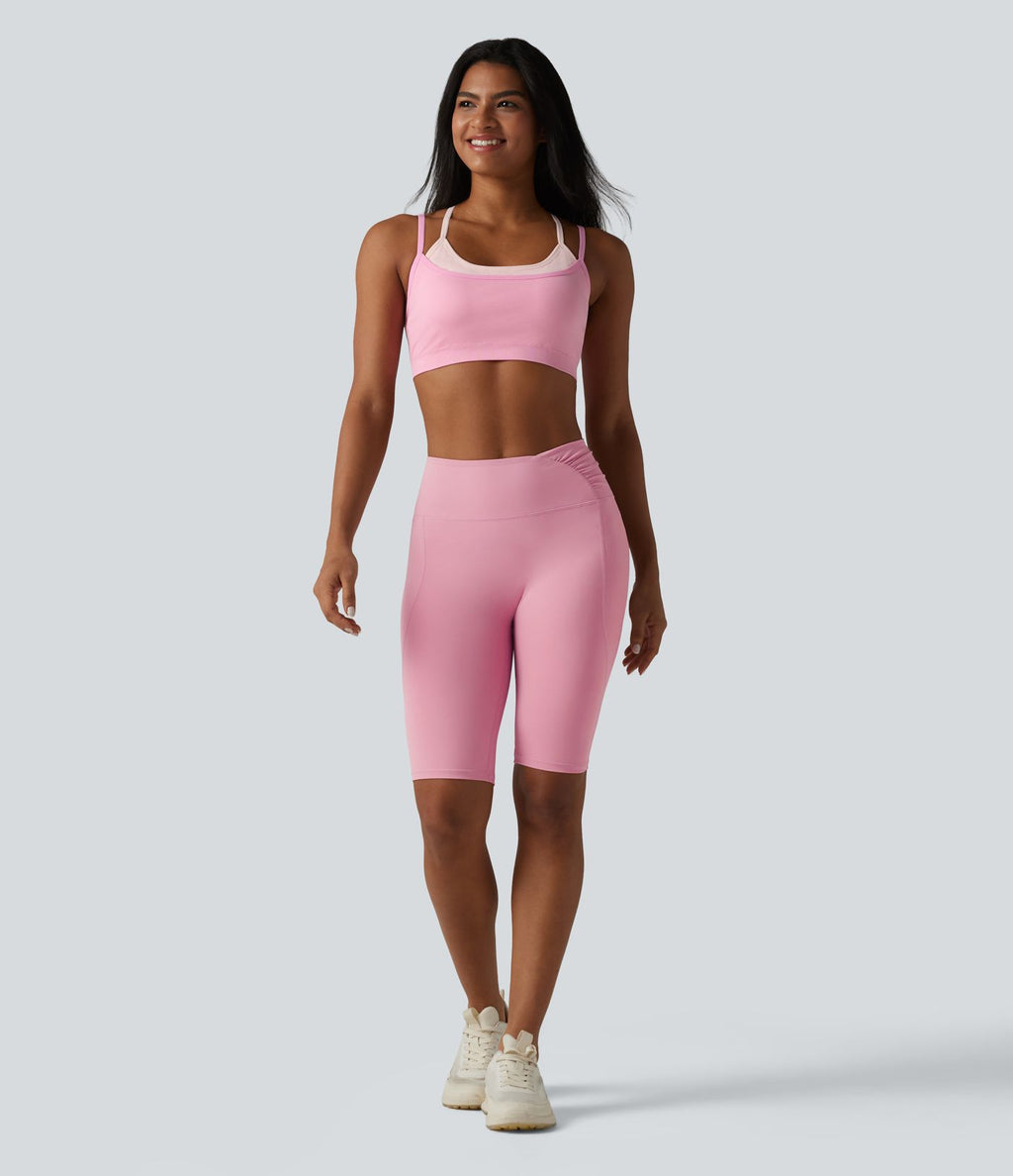 OneForm Seamless Flow Brassière de sport yoga sans couture 2 en 1 color block maintien léger avec soutien-gorge intégré