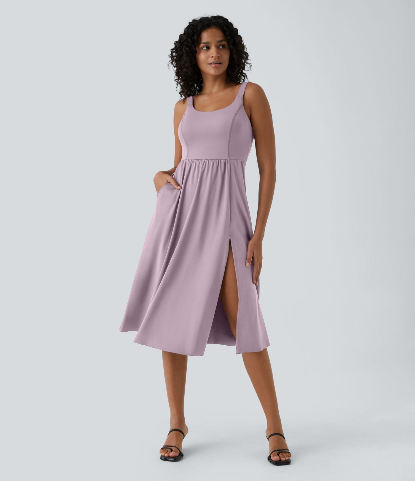 Robe décontractée mi-longue rembourrée A-D