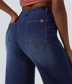 Jean large 7/8 casual Halara Flex™ taille haute ventre plat avec poches