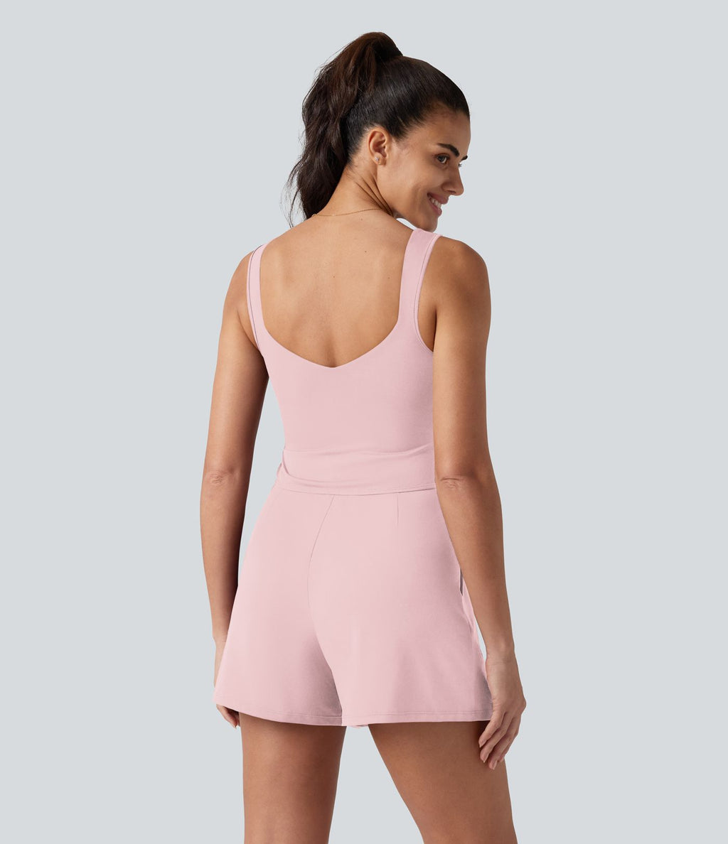 Combinaison décontractée à col en V avec soutien-gorge intégré et poches - Édition Easy Peasy